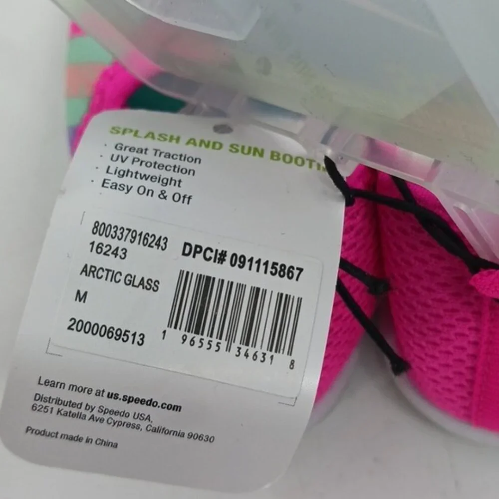 Speedo Baby Girl M 7-8 Water Shoes Aqua Socks Swim Beach Pool New